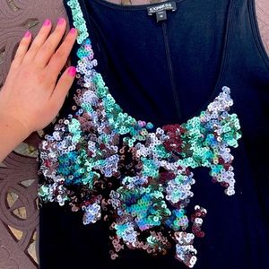 Express Sequin Black Tank Top
